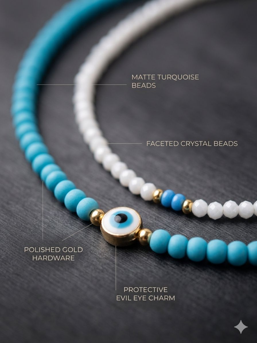 🧿 Evil Eye Beaded Necklace | Trendy Minimal Jewellery for Women - Image 5