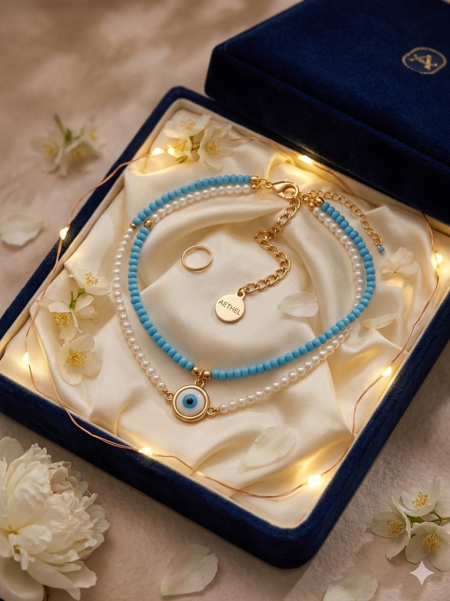 🧿 Evil Eye Beaded Necklace | Trendy Minimal Jewellery for Women - Image 3