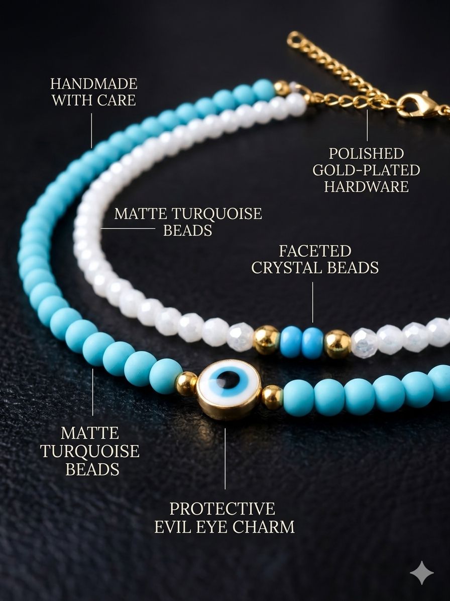 🧿 Evil Eye Beaded Necklace | Trendy Minimal Jewellery for Women - Image 6