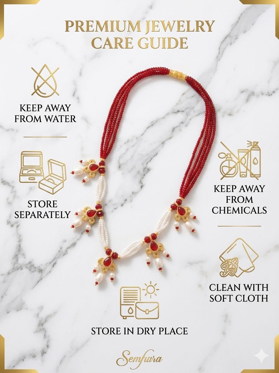 ❤️ Red Beaded Shell Necklace | Traditional Handmade Jewellery for Women - Image 9