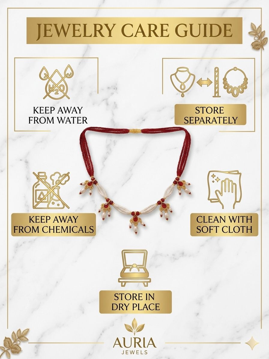 ❤️ Red Beaded Shell Necklace | Traditional Handmade Jewellery for Women - Image 8