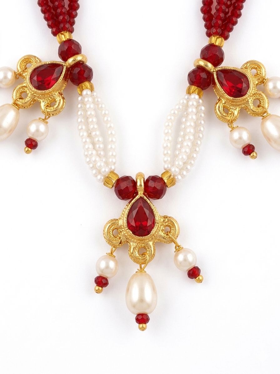 ❤️ Red Beaded Shell Necklace | Traditional Handmade Jewellery for Women - Image 10
