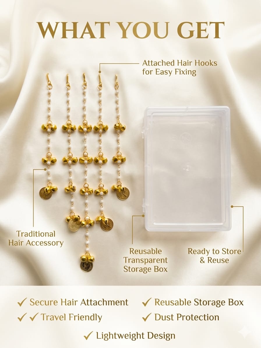 👑 Pearl & Coin Bridal Hair Accessory | Traditional Hair Chain for Women - Image 6