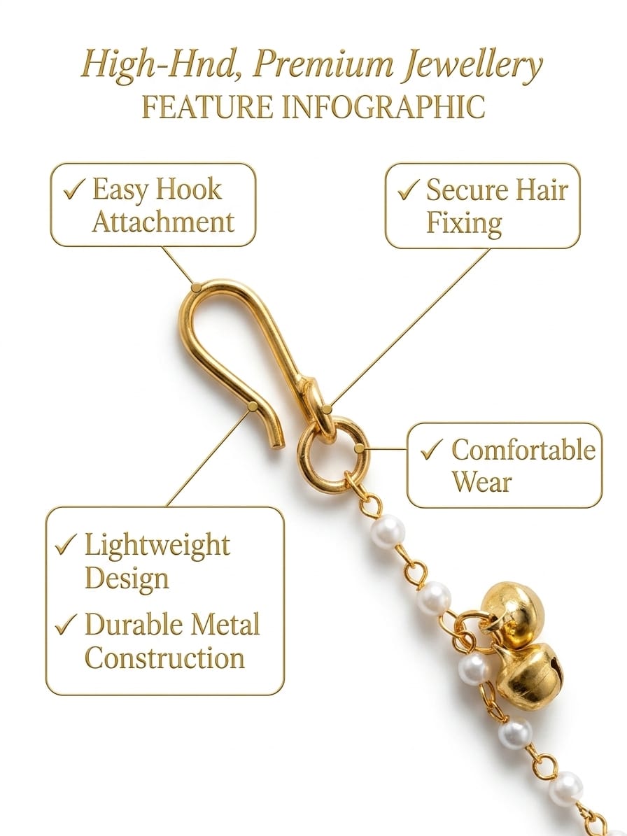 👑 Pearl & Coin Bridal Hair Accessory | Traditional Hair Chain for Women - Image 10