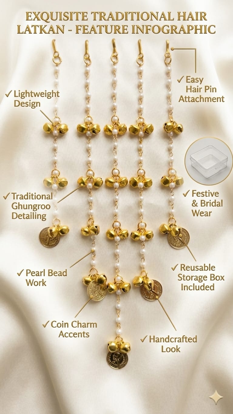 👑 Pearl & Coin Bridal Hair Accessory | Traditional Hair Chain for Women - Image 7