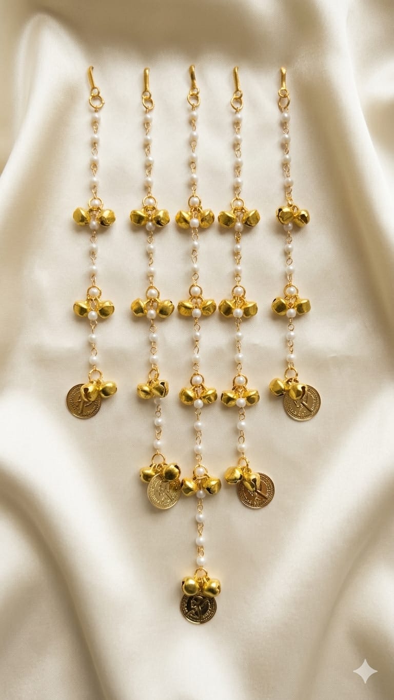👑 Pearl & Coin Bridal Hair Accessory | Traditional Hair Chain for Women - Image 5