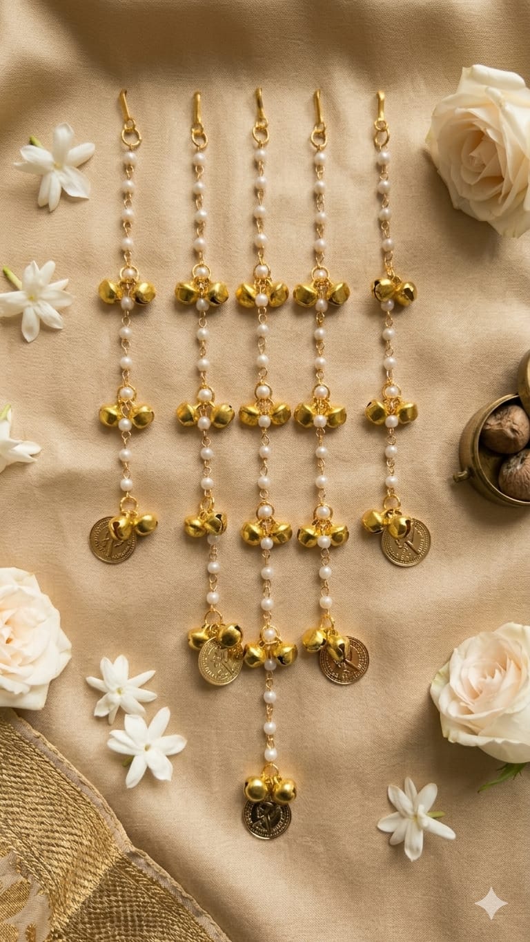 👑 Pearl & Coin Bridal Hair Accessory | Traditional Hair Chain for Women - Image 4