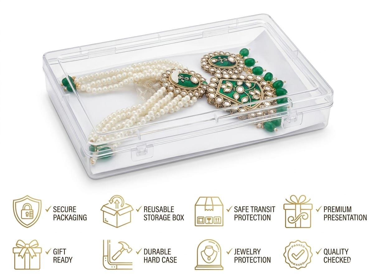 💚 Royal Green Pearl Long Necklace Set with Earrings | Traditional Bridal Jewellery - Image 8