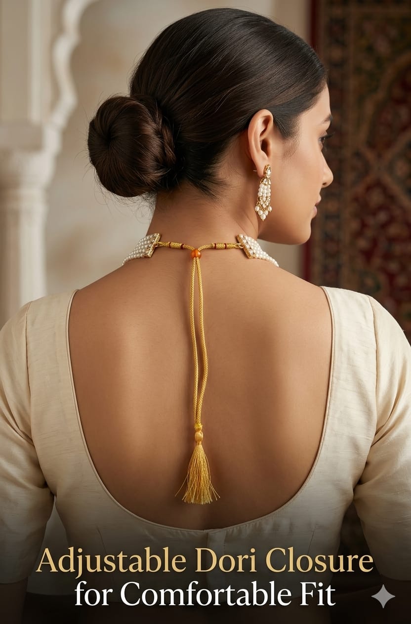 💚 Royal Green Pearl Long Necklace Set with Earrings | Traditional Bridal Jewellery - Image 7